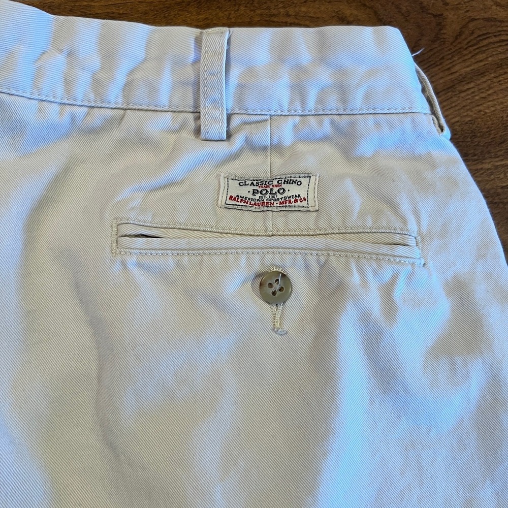 Polo Ralph Lauren Hammond Pant Mens 38x34 Khaki Tan Pleated Cuffed Chinos Cotton